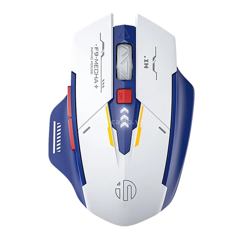 Chuột gaming INPHIC F9 Gundam Chính Hãng | Wireless, 2400 DPI, 90g, Trắng Xanh – ảnh 1