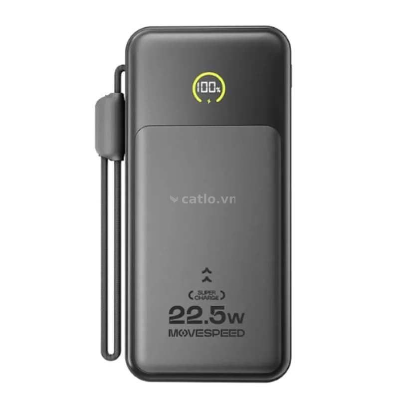 Sạc dự phòng Movespeed MSP19 22.5W | 10000mAh, Màn Led, Tích hợp Type C, Black – ảnh 1