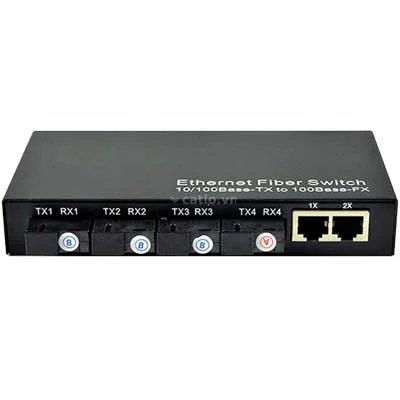 Converter HDtec kết hợp 4 cổng Quang (ABBB) + 2 RJ45 100 Mbps – ảnh 1