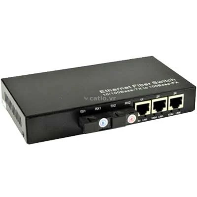 Converter HDtec kết hợp 2 cổng Quang (A+B) + 3 RJ45 100 Mbps – ảnh 1