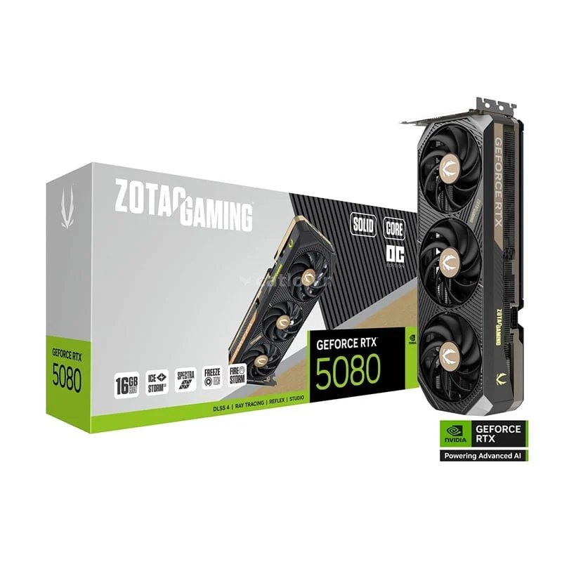Card màn hình NVIDIA GeForce RTX 5080 Zotac SOLID CORE OC (ZT-B50800J2-10P) | 16GB GDDR7, 10752… – ảnh 1