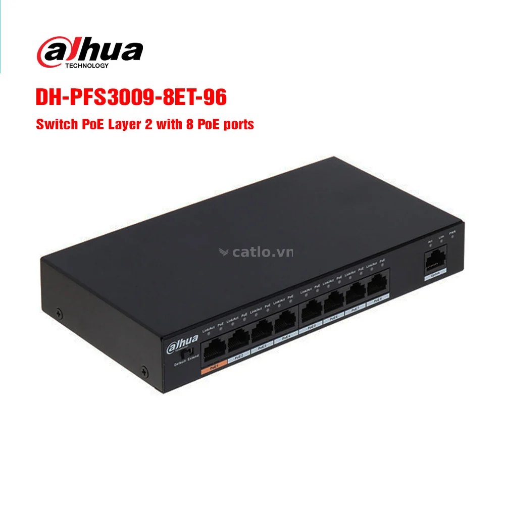 Switch PoE 8 port Dahua DH-PFS3009-8ET-96 tốc độ nhanh – ảnh 1