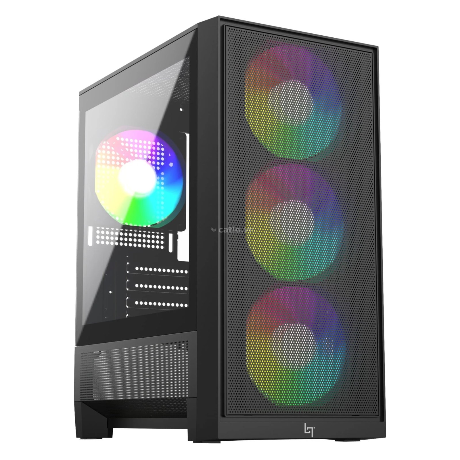 Thùng máy Gaming LinkTech Bahamut M 4F M-ATX (Kèm Sẵn 4 Fan Fixed RGB) - Đen – ảnh 1