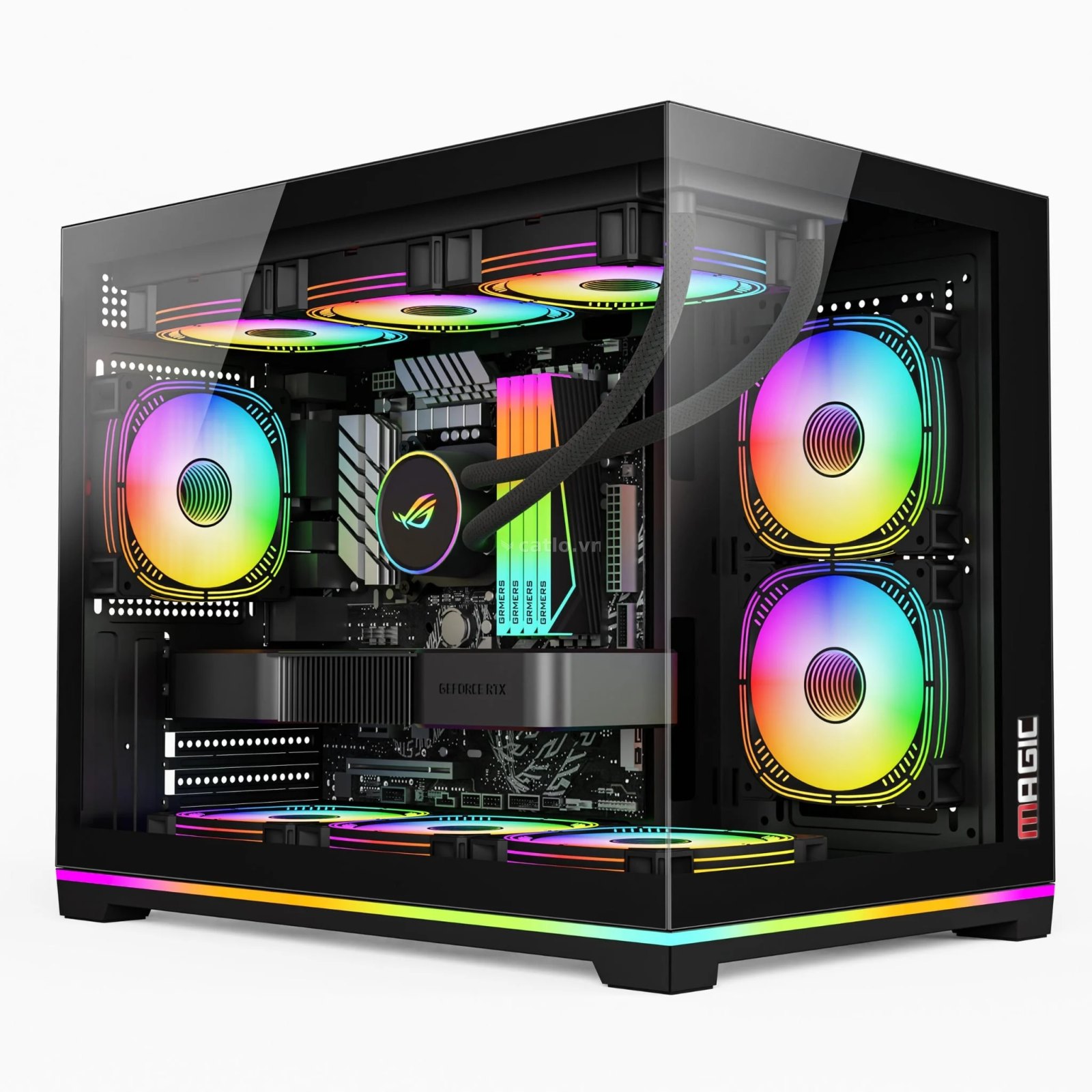 Thùng máy Magic GM-06L Pro (Led RGB/ARGB) (Full M-ATX) (Aio 360 Top) - Đen – ảnh 1